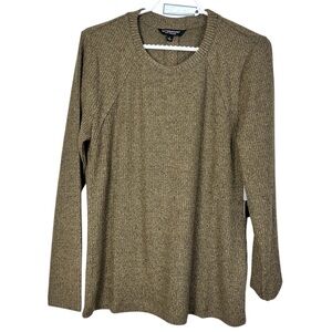 Liverpool Earth Brown Mel Crew Neck Sweater Lightweight Knit Relaxed Fit Women L